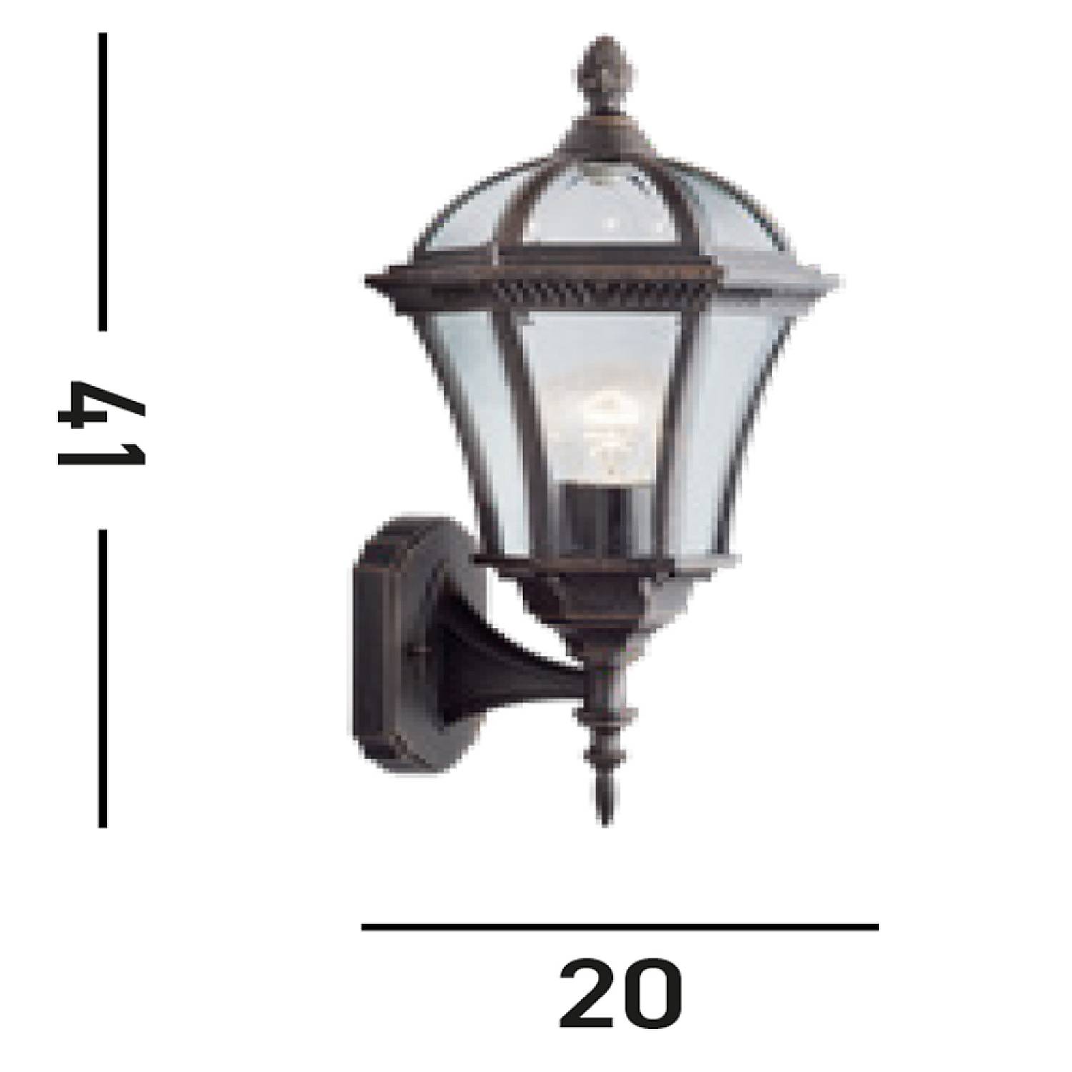 Applique Da Esterno Vintage Lato Alto Capri Alluminio Marrone Vetro 1 Luce E27 1565