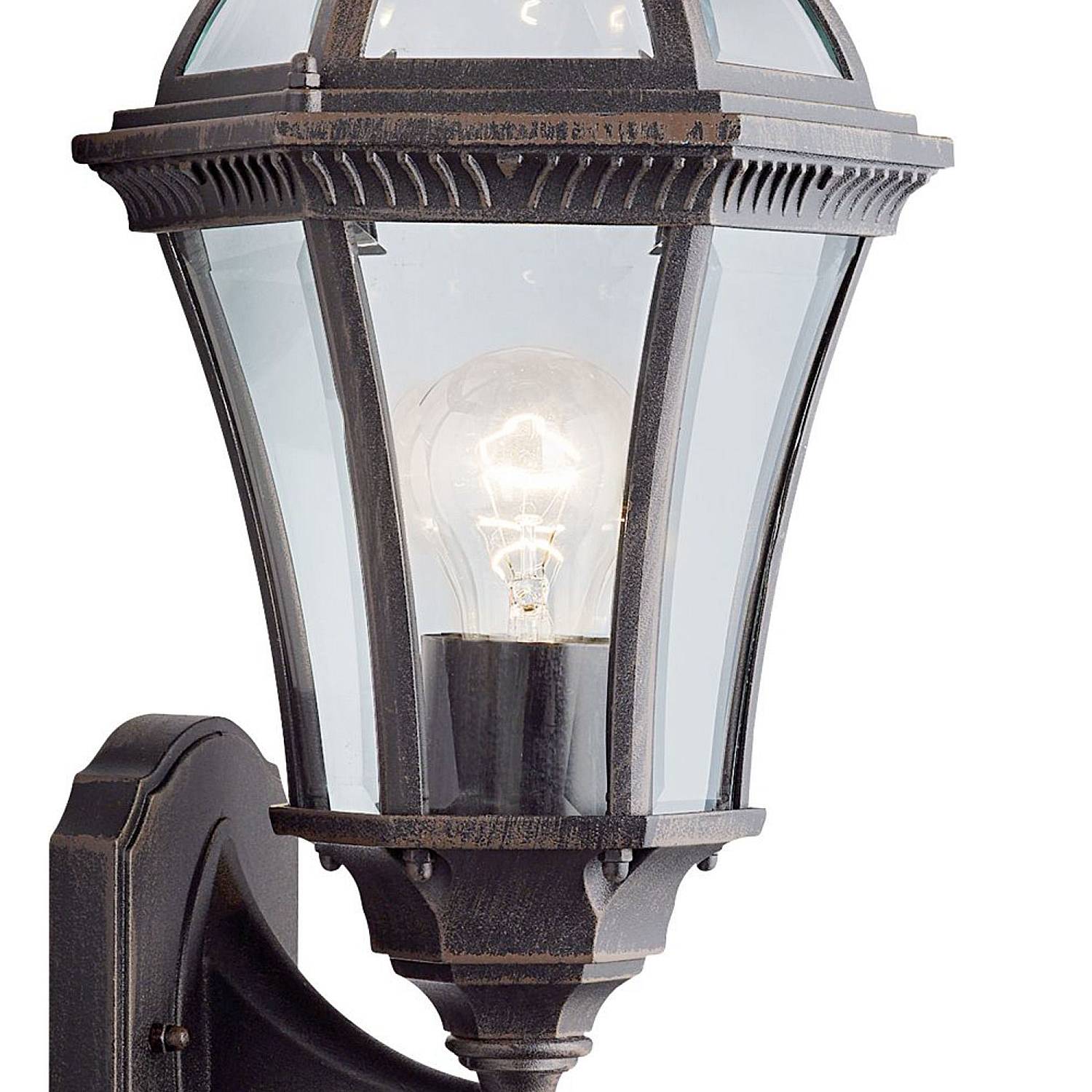 Applique Da Esterno Vintage Lato Alto Capri Alluminio Marrone Vetro 1 Luce E27 1565