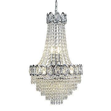 Lampadario Classico Louis Phillipe Acciaio Cromo Vetro 6 Luci E14