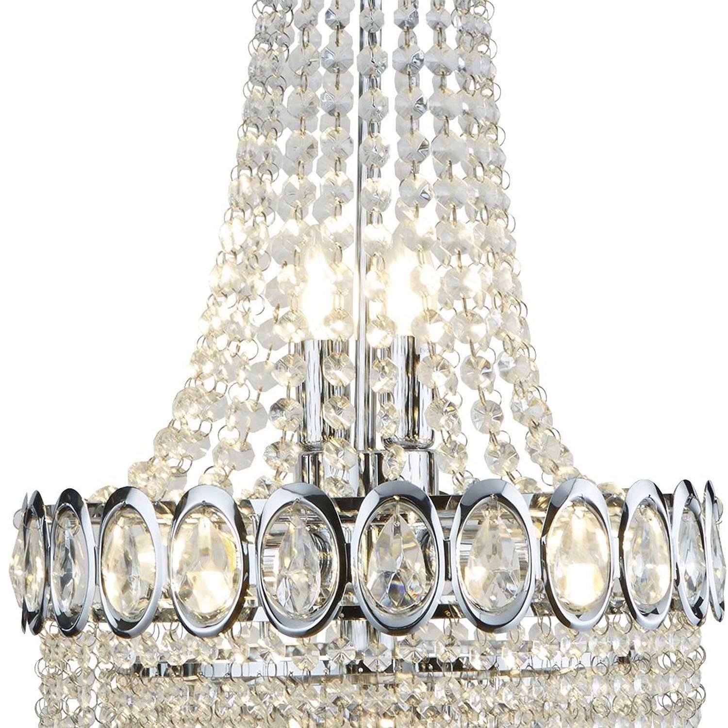 Lampadario Classico Louis Phillipe Acciaio Cromo Vetro 6 Luci E14 1611-6CC