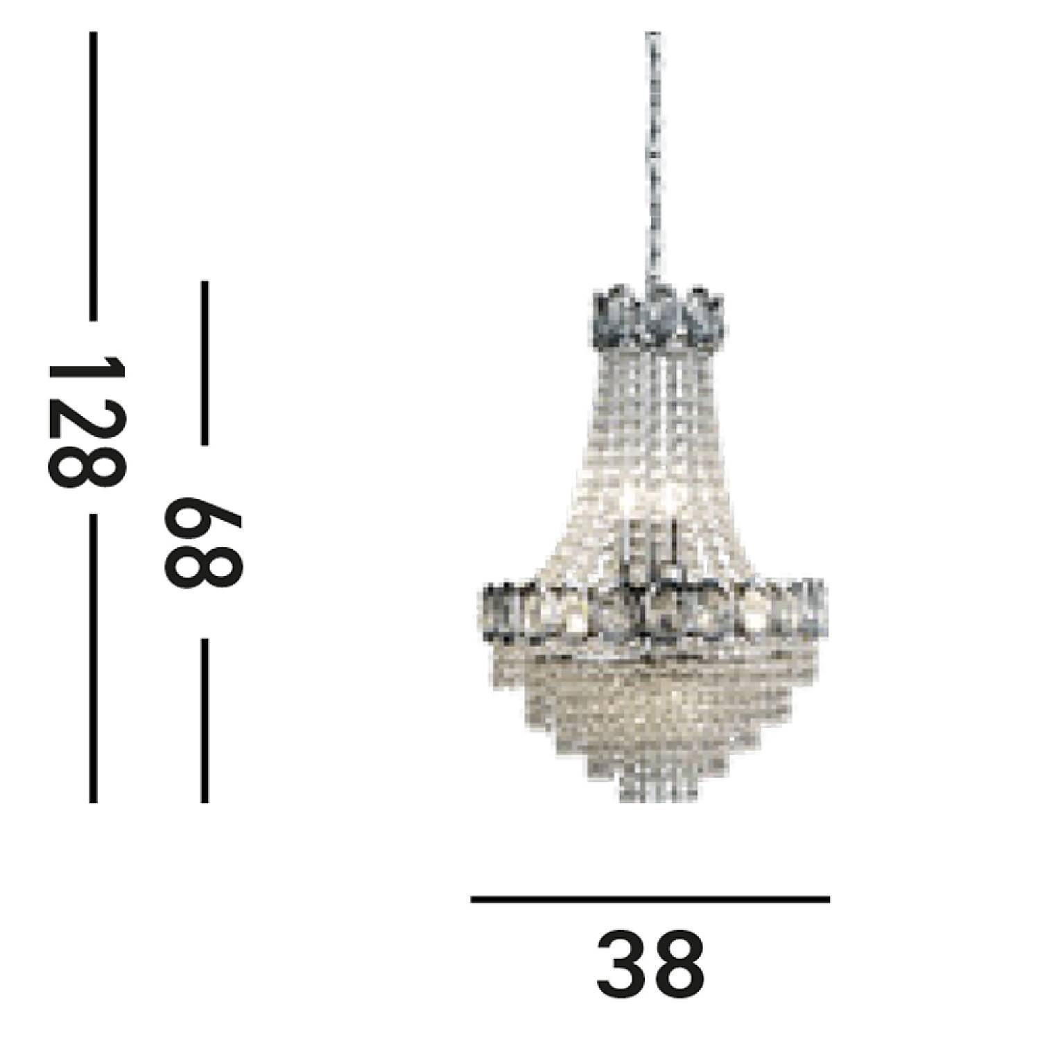 Lampadario Classico Louis Phillipe Acciaio Cromo Vetro 6 Luci E14 1611-6CC