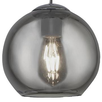 Lampadario Contemporaneo Balls Acciaio Cromo Vetro Fumè 3 Luci E27 Lampadario Contemporaneo Balls Acciaio Cromo Vetro Fumè 3 Luci E27