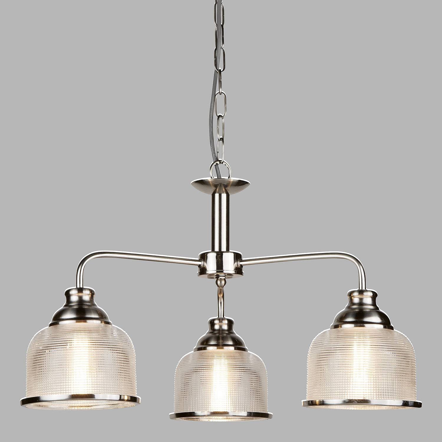 Lampadario Contemporaneo Bistrot Ii Acciaio Argento Vetro 3 Luci E27 1683-3SS