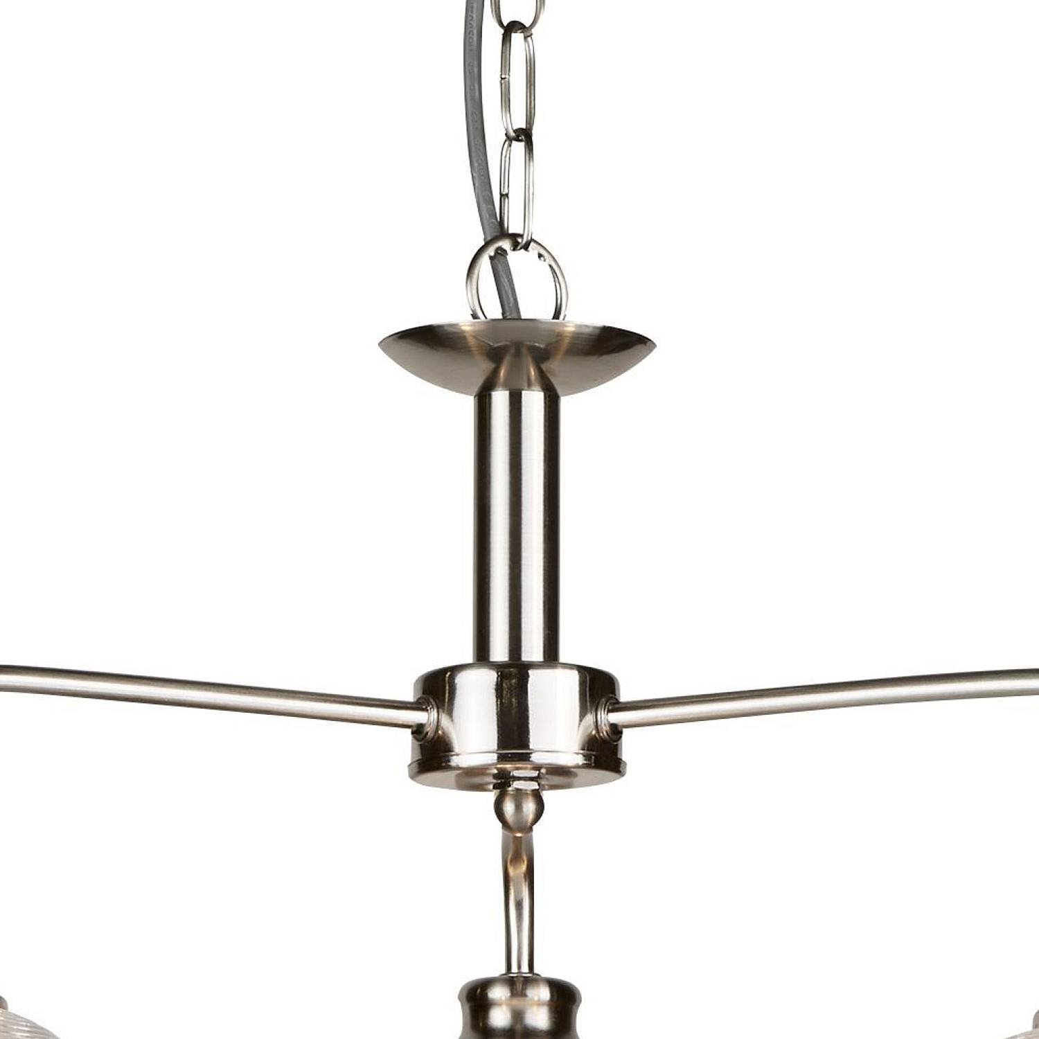 Lampadario Contemporaneo Bistrot Ii Acciaio Argento Vetro 3 Luci E27 1683-3SS