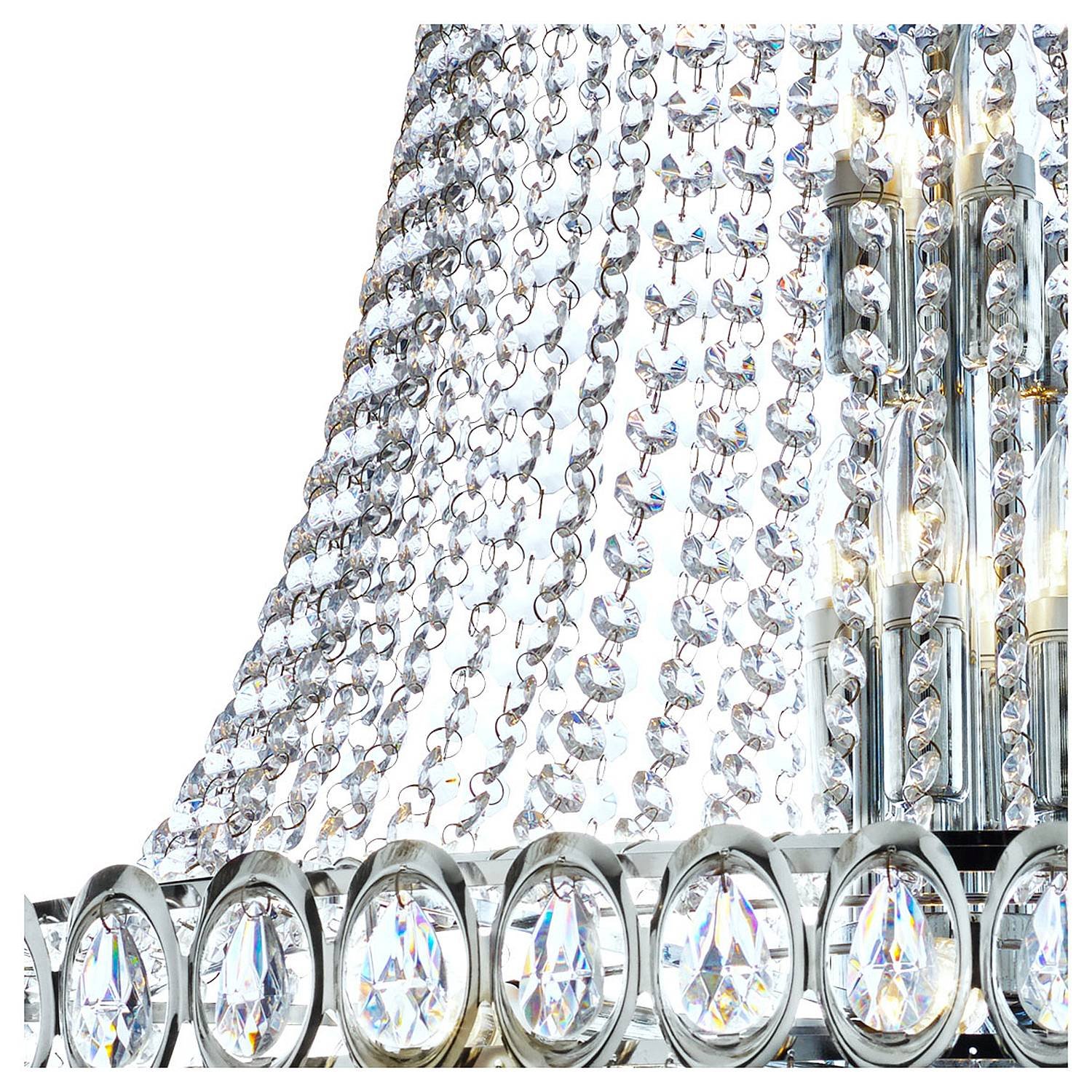 Lampadario Classico Louis Phillipe Acciaio Cromo Vetro 28 Luci E14 1711-102CC