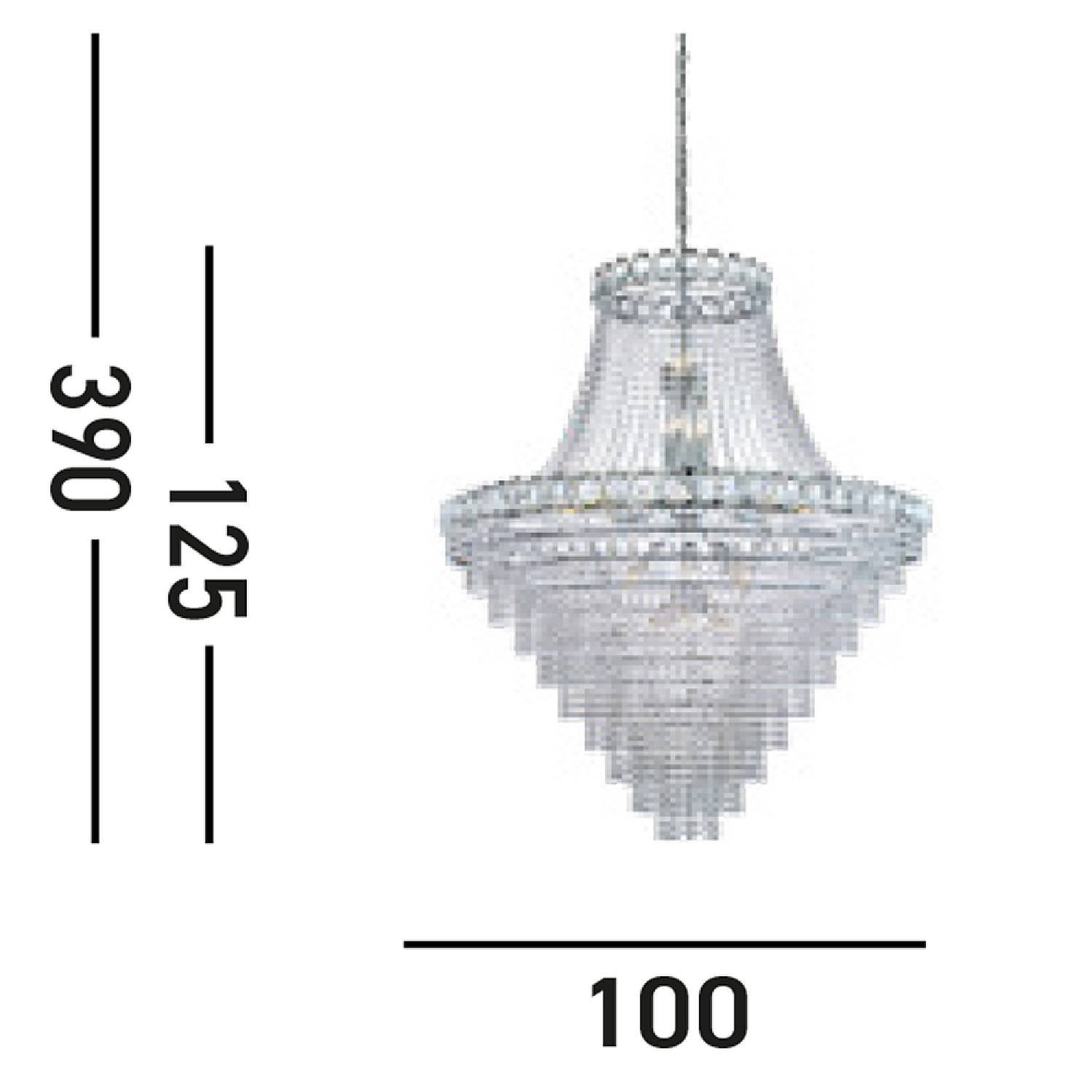 Lampadario Classico Louis Phillipe Acciaio Cromo Vetro 28 Luci E14 1711-102CC