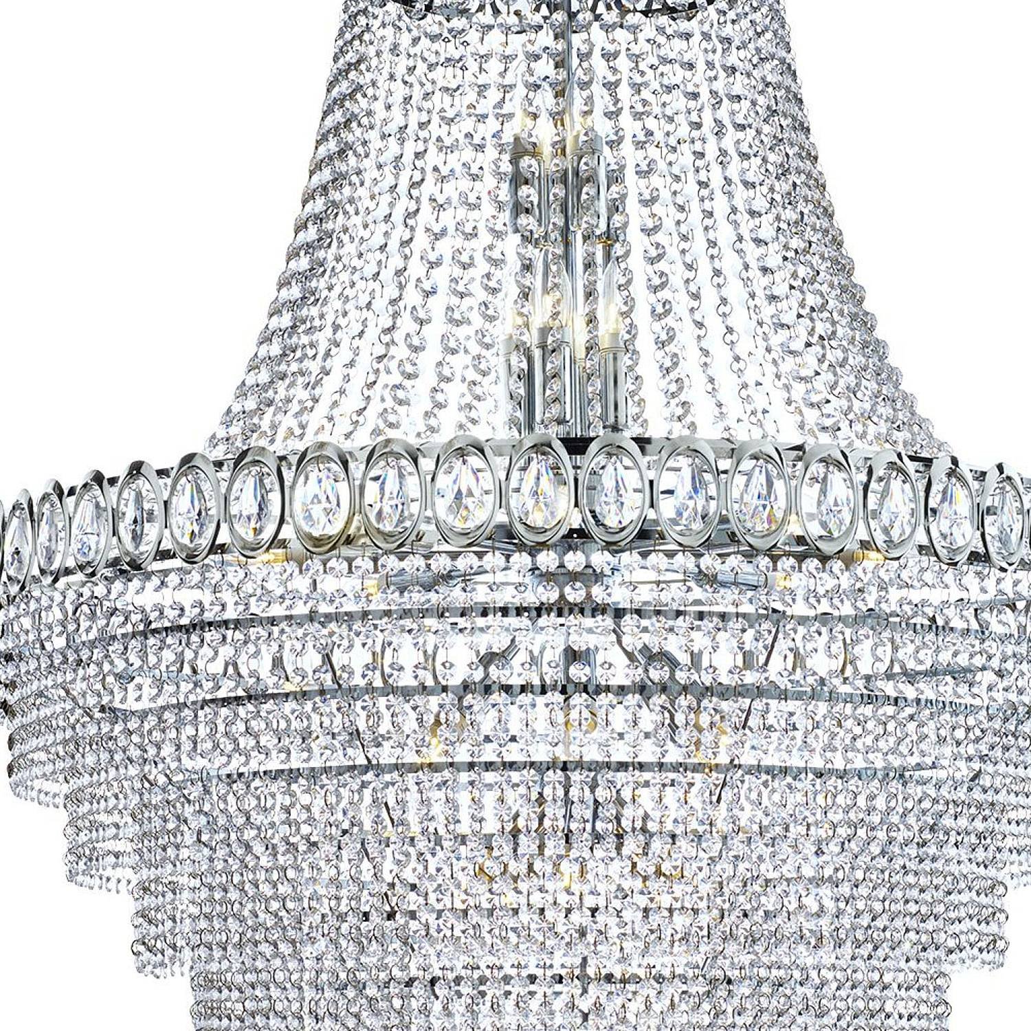 Lampadario Classico Louis Phillipe Acciaio Cromo Vetro 28 Luci E14 1711-102CC