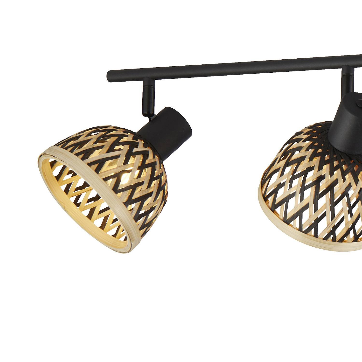 Plafoniera Industrial-Nordico Lancia Acciaio Nero Legno Marrone 4 Luci E14 19931-4BK