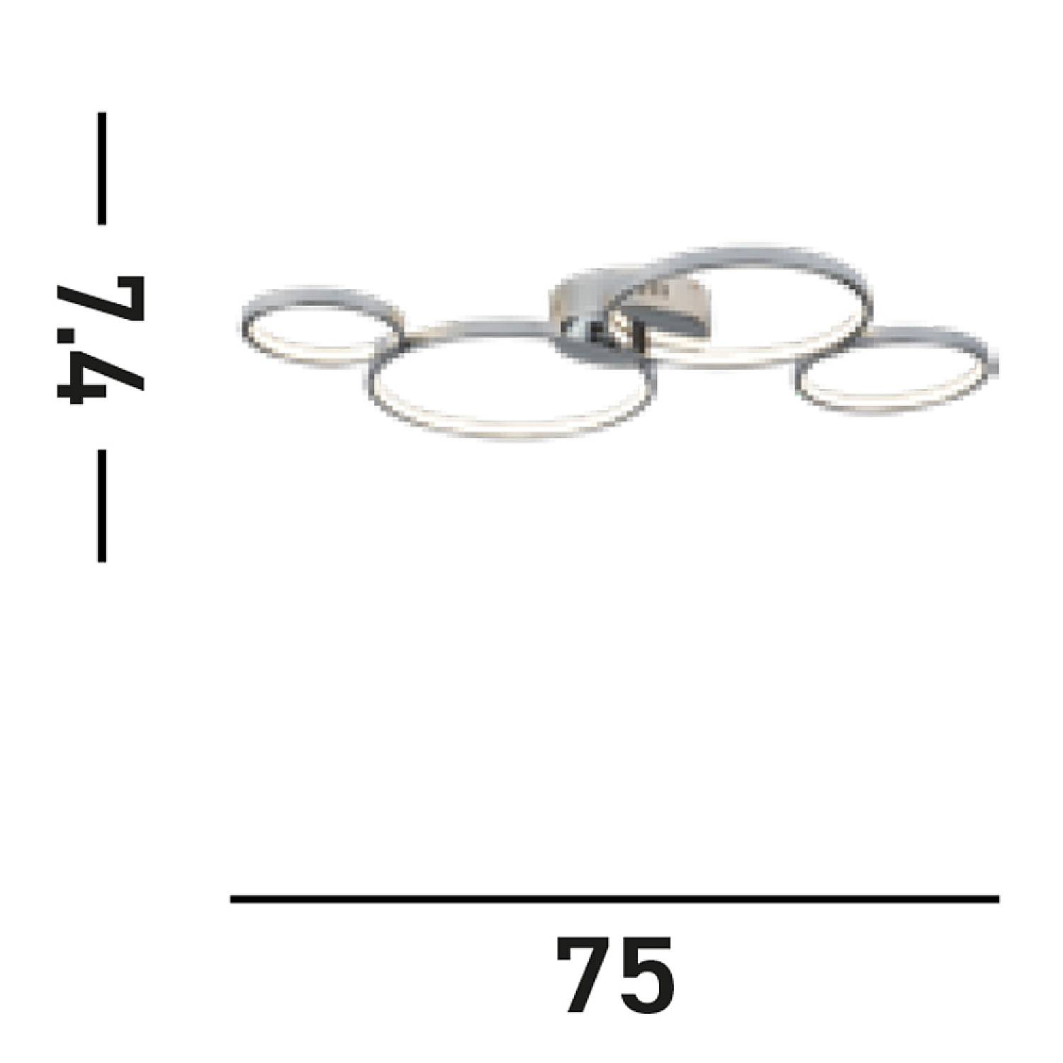 Plafoniera Moderno Solexa Acciaio Cromo Policarbonato Bianco Led 34,74W 3000K 2004-4CC
