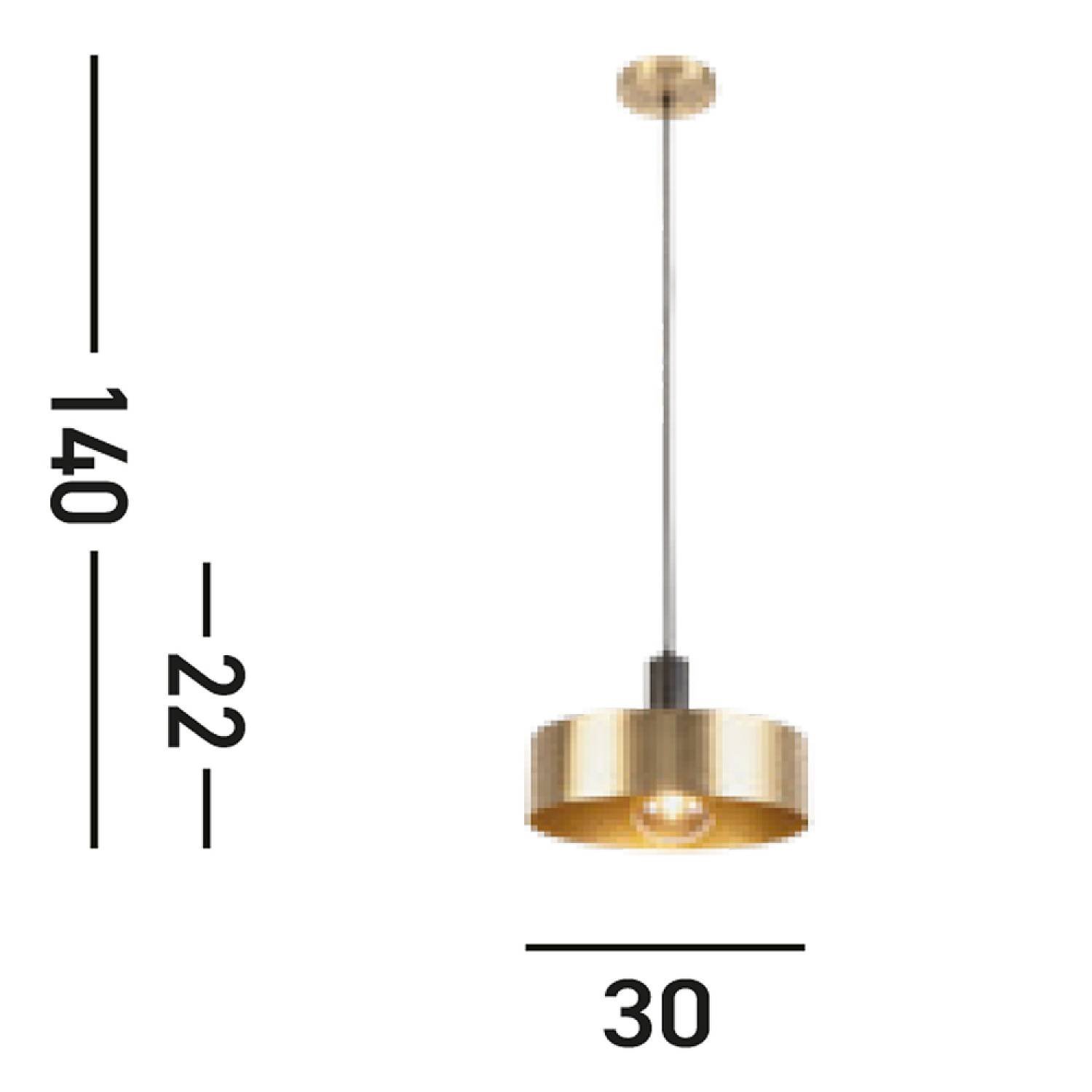 Sospensione Contemporanea Knox Acciaio Nero Oro 1 Luce E27 20223-1GO