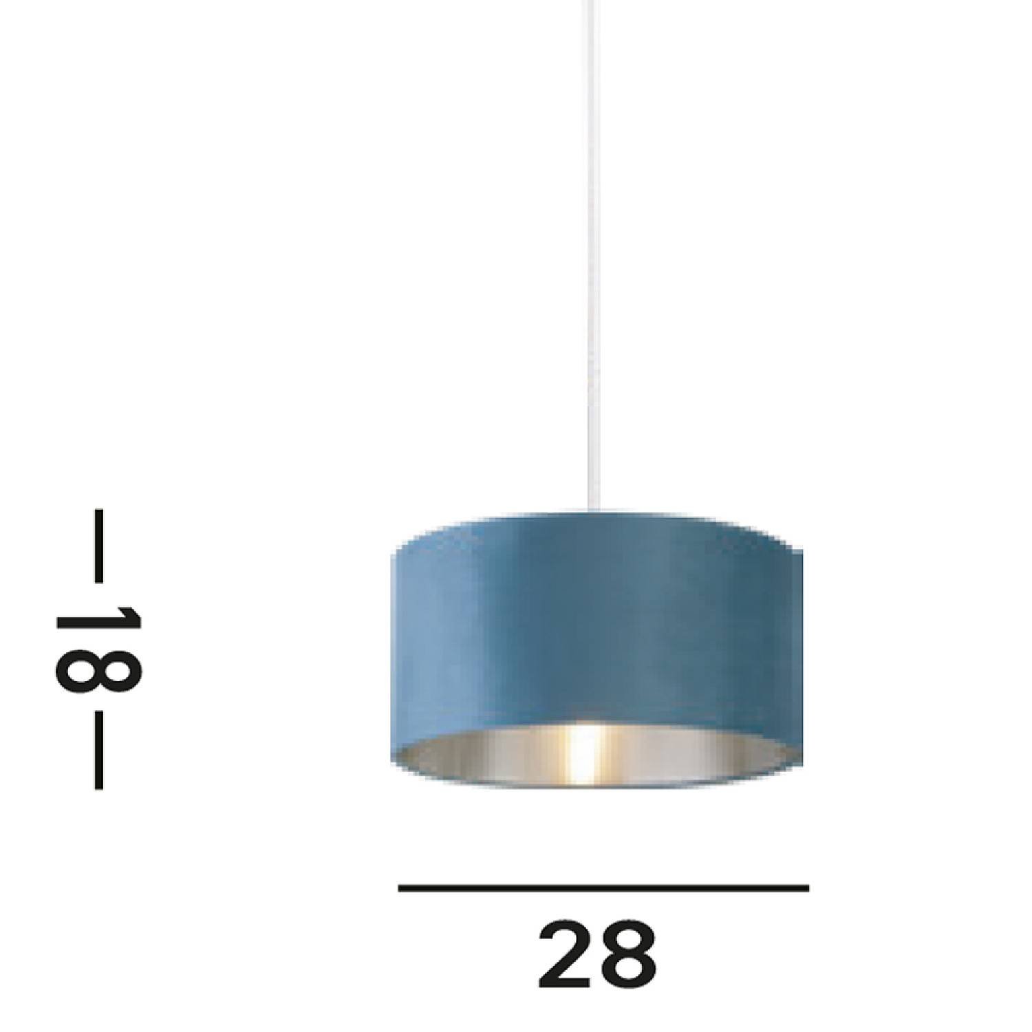 Paralume Contemporaneo Tamburo Acciaio Argento Tessuto Verde 1 Luce D28Cm 21027TE