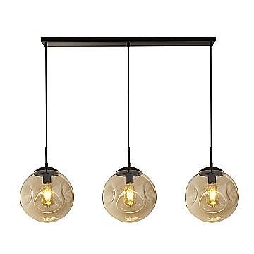 Lampadario Contemporaneo Punch Acciaio Nero Vetro 3 Luci E27 Lampadario Contemporaneo Punch Acciaio Nero Vetro 3 Luci E27
