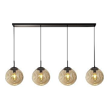 Lampadario Contemporaneo Punch Acciaio Nero Vetro 4 Luci E27 Lampadario Contemporaneo Punch Acciaio Nero Vetro 4 Luci E27
