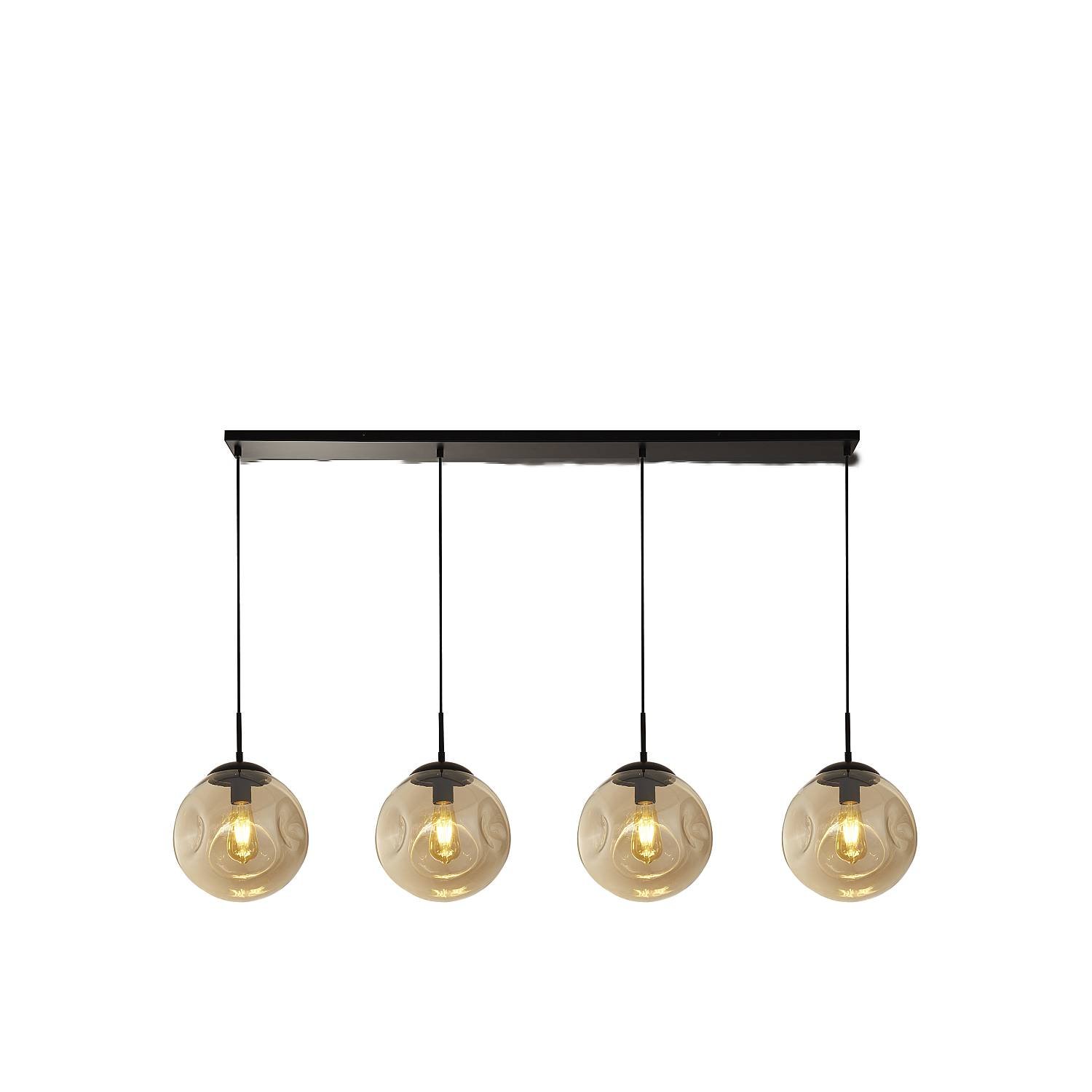 Lampadario Contemporaneo Punch Acciaio Nero Vetro 4 Luci E27 22123-4BK