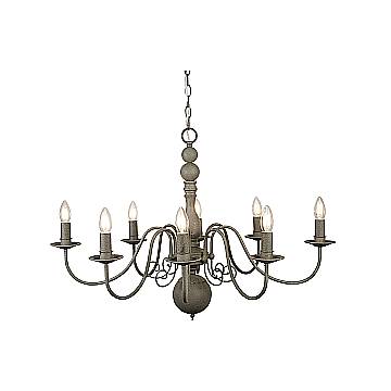 Lampadario Contemporaneo Greythorne Acciaio Grigio 8 Luci E14