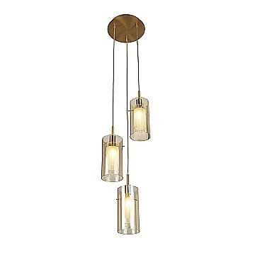 Lampadario Contemporaneo Duetto 3 Acciaio Bronzo Vetro 3 Luci E14