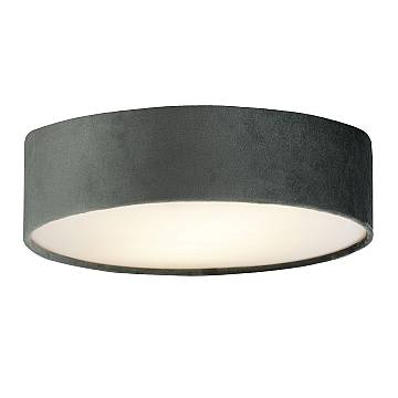 Plafoniera Contemporanea Tamburo Acciaio Grigio Tessuto Bianco 2 Luci E27 Plafoniera Contemporanea Tamburo Acciaio Grigio Tessuto Bianco 2 Luci E27