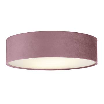 Plafoniera Contemporanea Tamburo Acciaio Rosa Tessuto Bianco 2 Luci E27 Plafoniera Contemporanea Tamburo Acciaio Rosa Tessuto Bianco 2 Luci E27