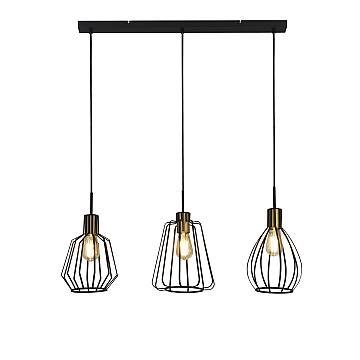 Lampadario Contemporaneo Melbourne Acciaio Nero Ottone 3 Luci E27 Lampadario Contemporaneo Melbourne Acciaio Nero Ottone 3 Luci E27