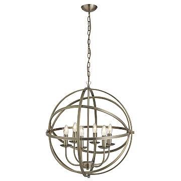 Lampadario Industrial-Nordico Orbita Acciaio Ottone 6 Luci E14 Lampadario Industrial-Nordico Orbita Acciaio Ottone 6 Luci E14