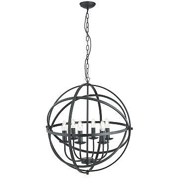 Lampadario Industrial-Nordico Orbita Acciaio Nero 6 Luci E14 Lampadario Industrial-Nordico Orbita Acciaio Nero 6 Luci E14
