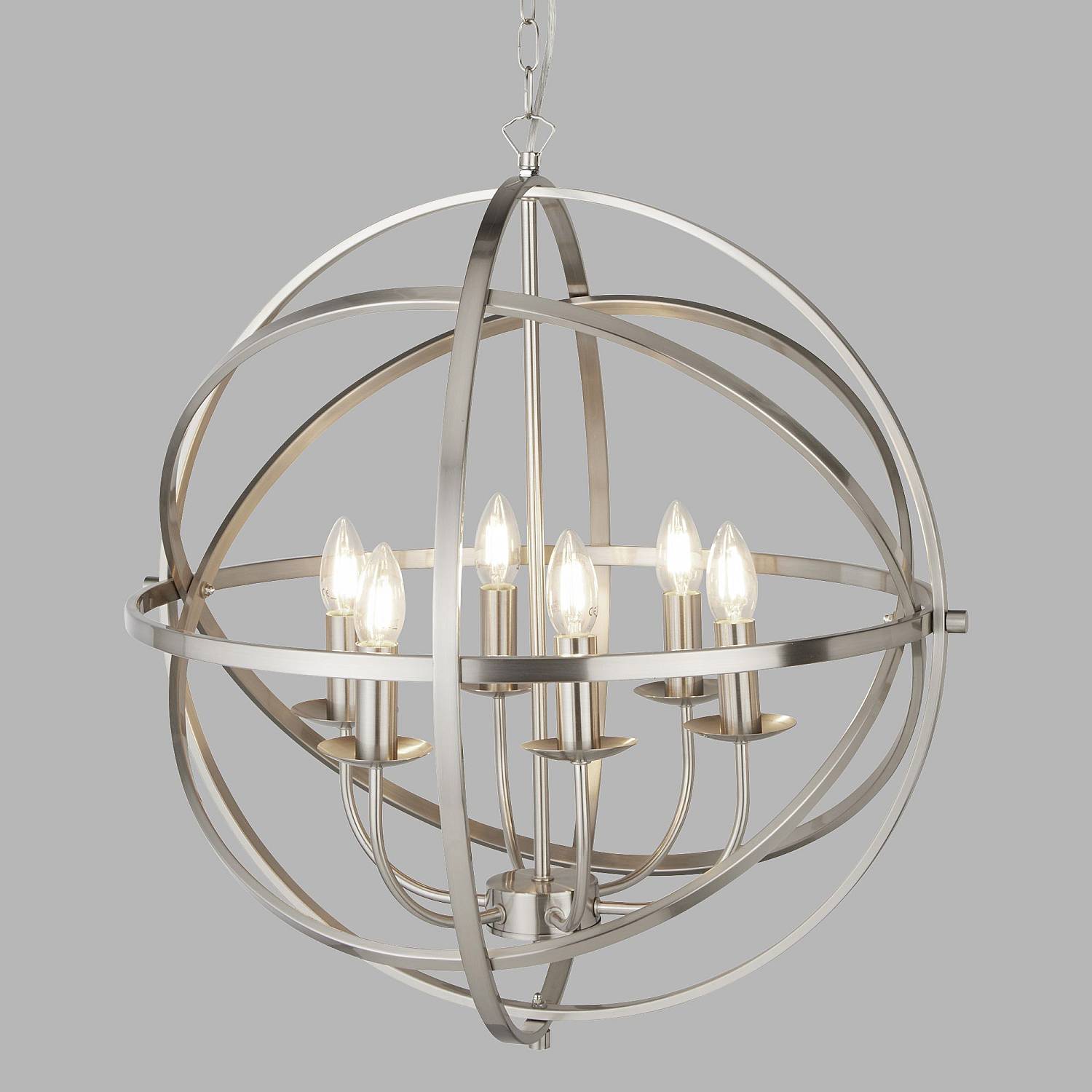 Lampadario Industrial-Nordico Orbita Ferro Argento 6 Luci E14 2476-6SS