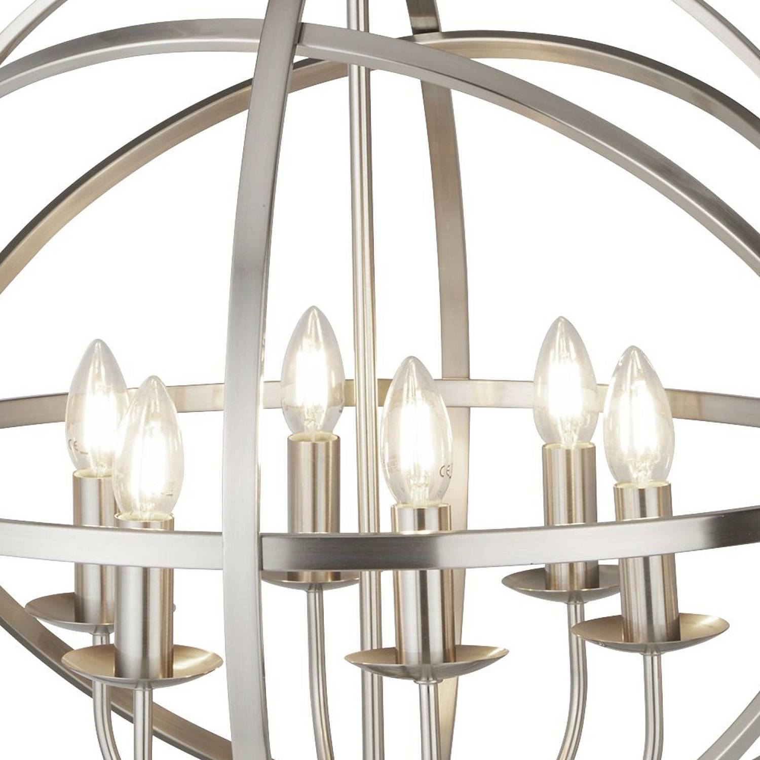 Lampadario Industrial-Nordico Orbita Ferro Argento 6 Luci E14 2476-6SS