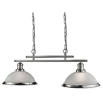 Lampadario Contemporaneo Bistro Acciaio Argento Vetro 2 Luci E27