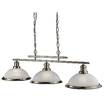 Lampadario Contemporaneo Bistro Acciaio Ottone Vetro 3 Luci E27