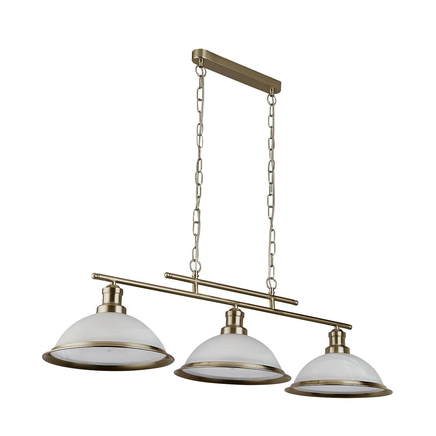 Lampadario Contemporaneo Bistro Acciaio Ottone Vetro 3 Luci E27 2683-3AB