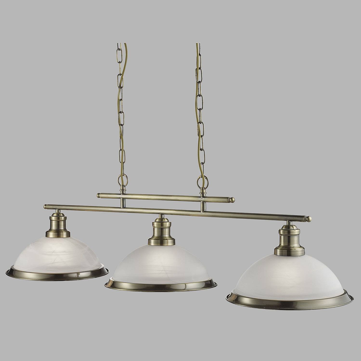 Lampadario Contemporaneo Bistro Acciaio Ottone Vetro 3 Luci E27 2683-3AB