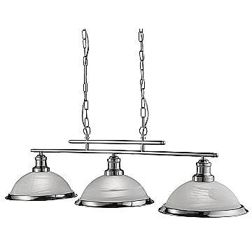 Lampadario Contemporaneo Bistro Acciaio Argento Vetro 3 Luci E27