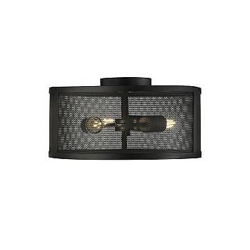 Applique Industrial-Nordico Rete Acciaio Nero 3 Luci E27