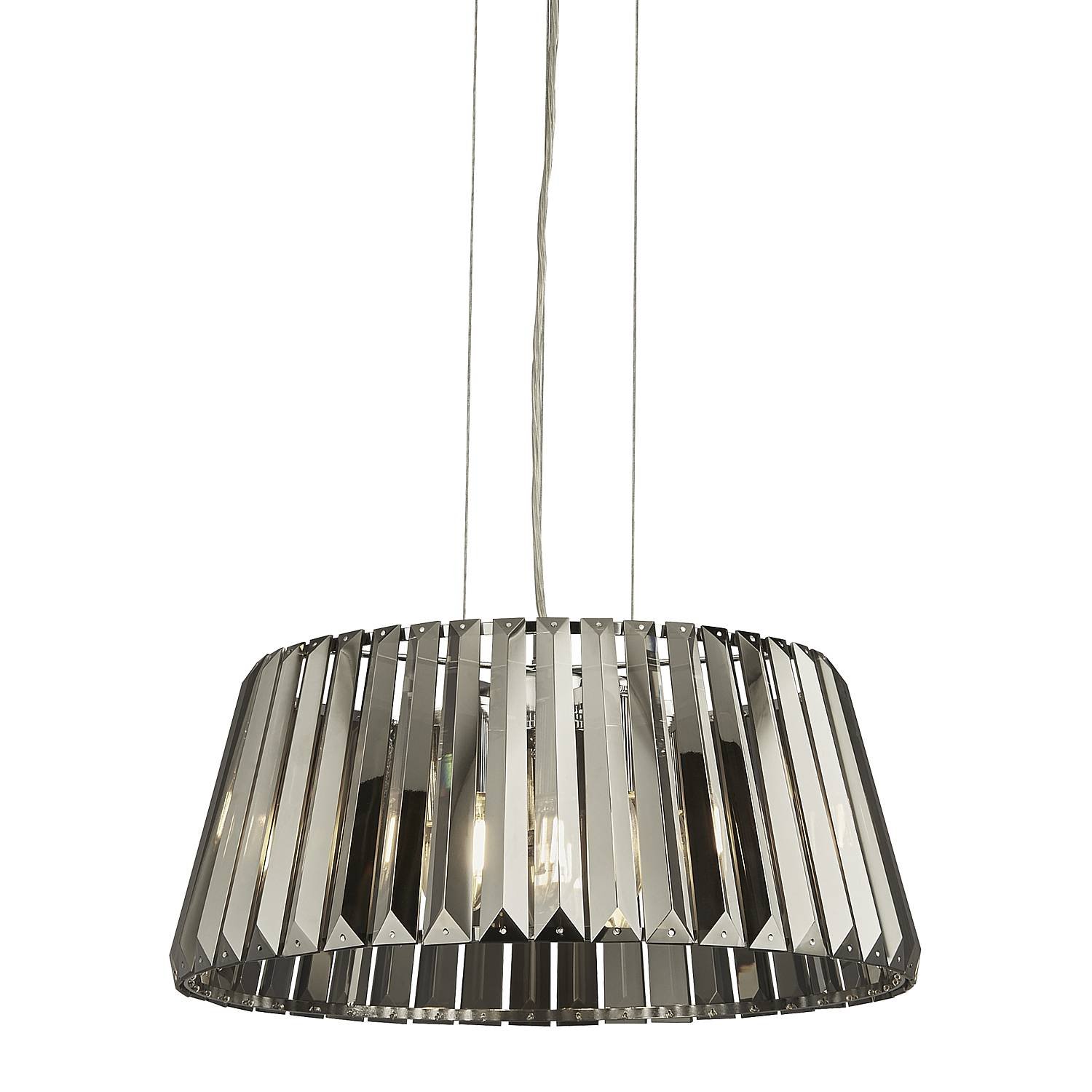 Lampadario Contemporaneo Tiara Acciaio Cromo Cristallo Fumè 5 Luci E14 2895-5SM