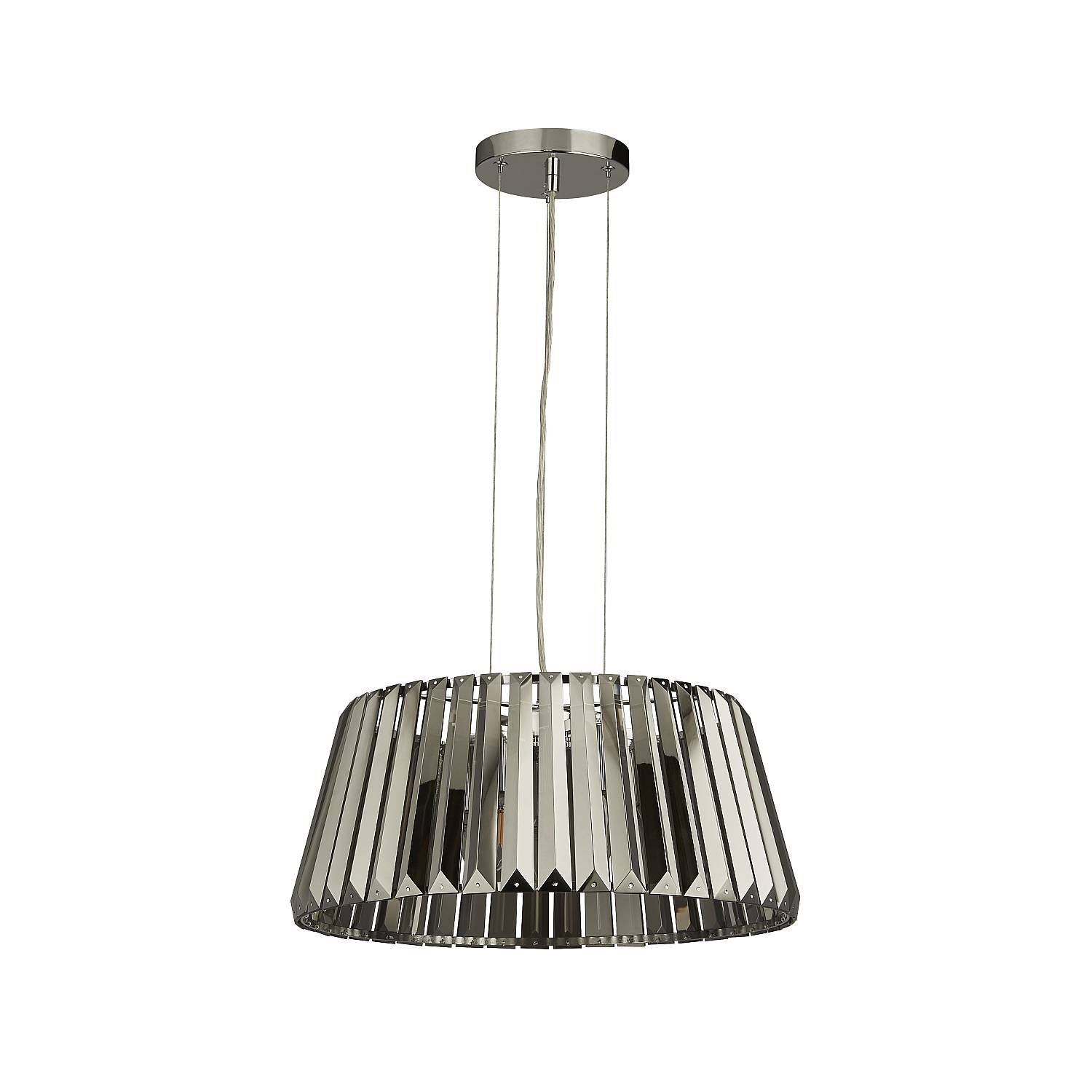 Lampadario Contemporaneo Tiara Acciaio Cromo Cristallo Fumè 5 Luci E14 2895-5SM