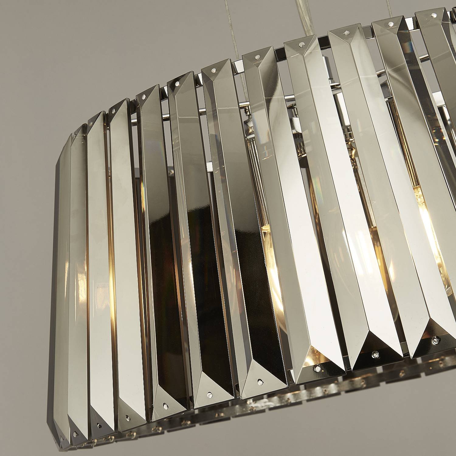 Lampadario Contemporaneo Tiara Acciaio Cromo Cristallo Fumè 5 Luci E14 2895-5SM