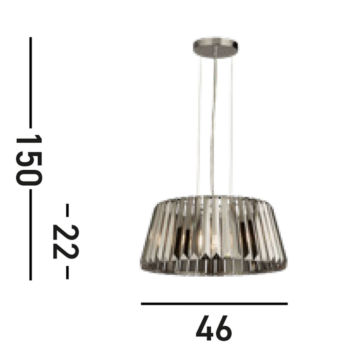 Lampadario Contemporaneo Tiara Acciaio Cromo Cristallo Fumè 5 Luci E14 2895-5SM