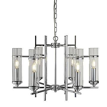 Lampadario Contemporaneo Milo Acciaio Cromo Vetro 6 Luci E14 Lampadario Contemporaneo Milo Acciaio Cromo Vetro 6 Luci E14