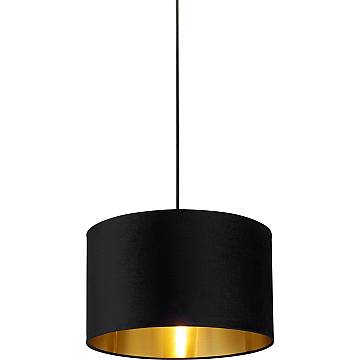 Paralume Contemporaneo Velluto Acciaio Nero Tessuto Oro 1 Luce B22/E14/E27