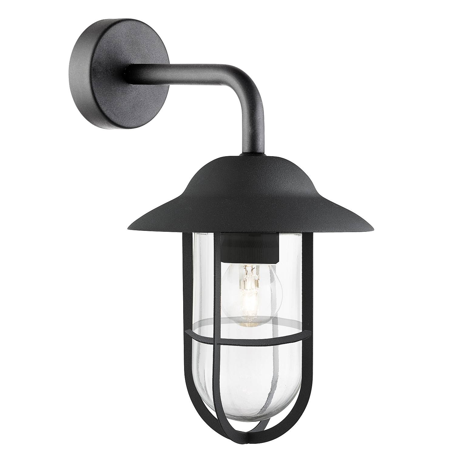 Applique Classica Toronto Acciaio Nero Vetro Trasparente 1 Luce E27 3291BK