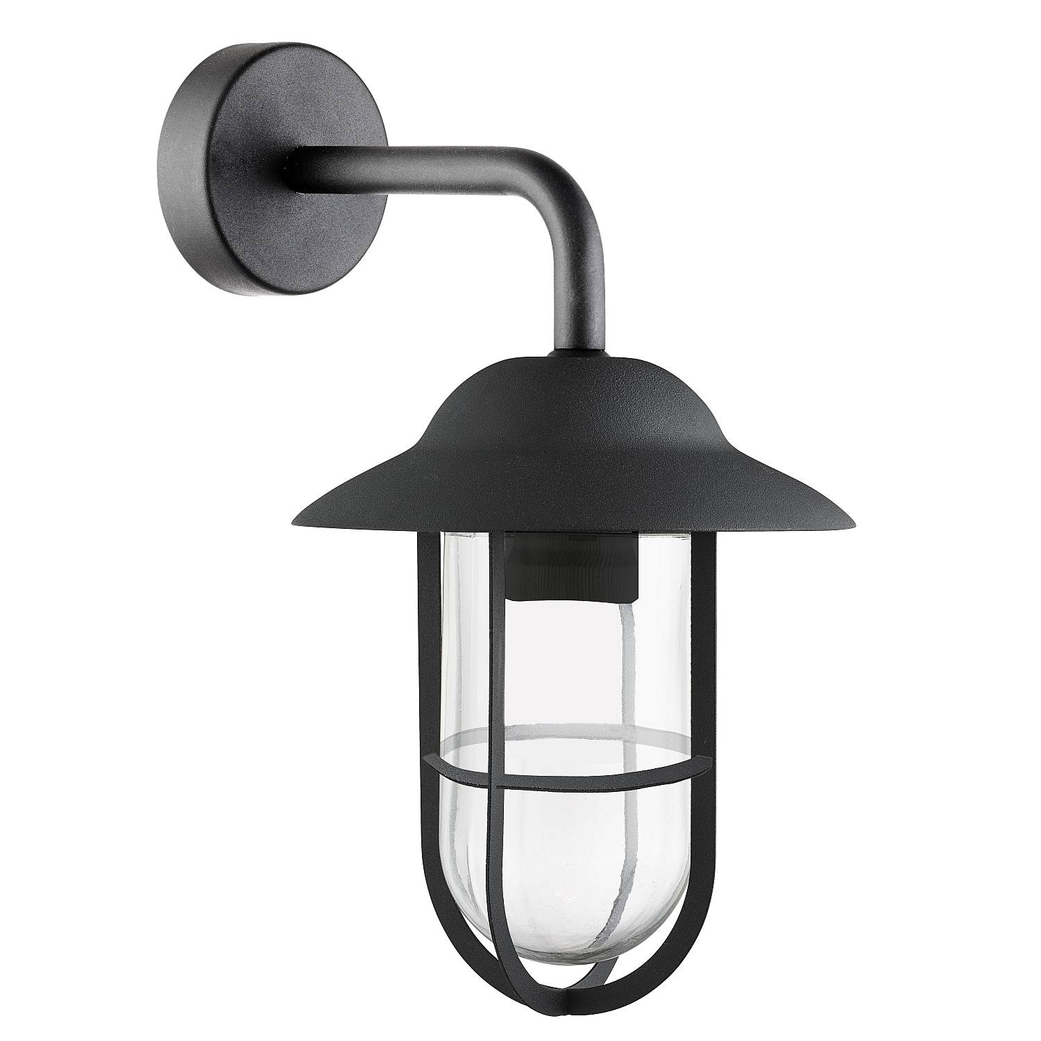 Applique Classica Toronto Acciaio Nero Vetro Trasparente 1 Luce E27 3291BK