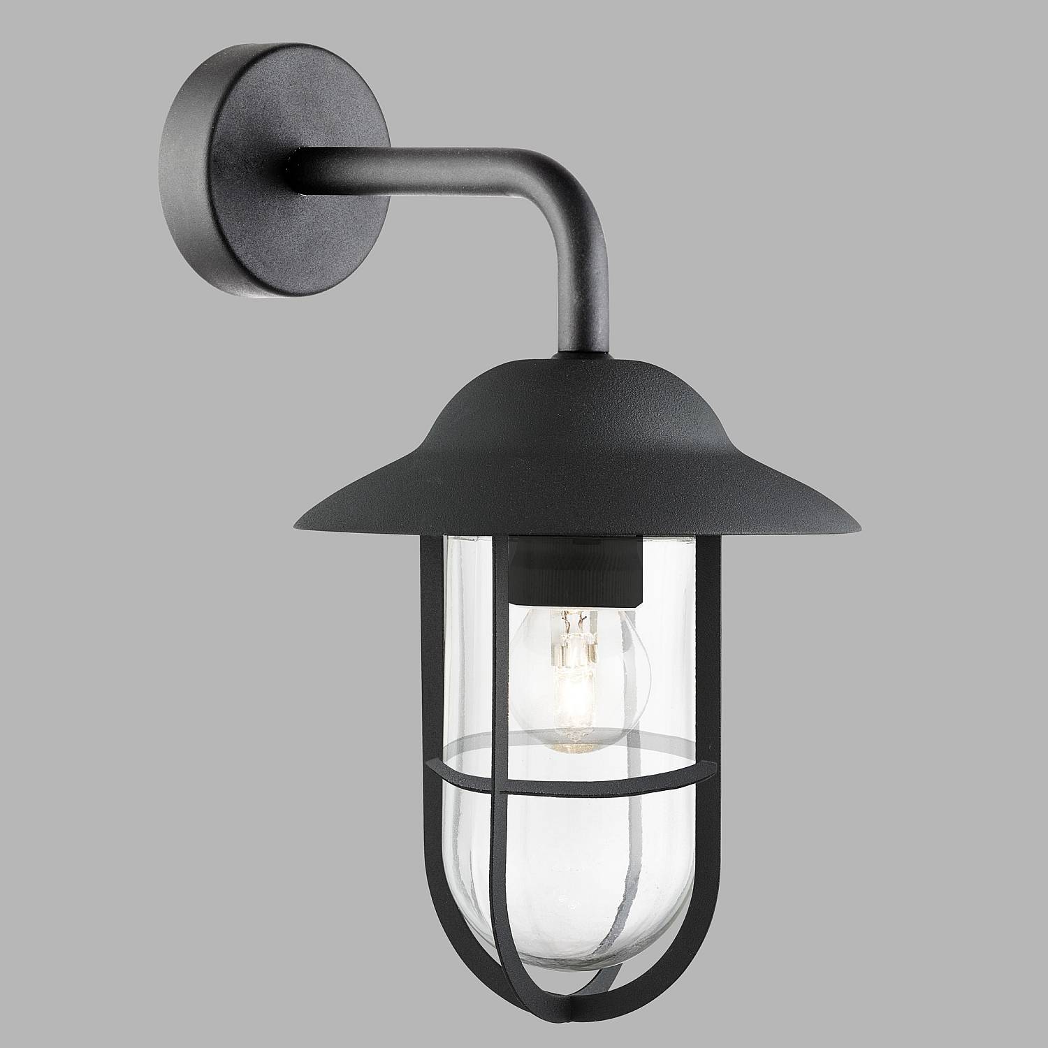 Applique Classica Toronto Acciaio Nero Vetro Trasparente 1 Luce E27 3291BK
