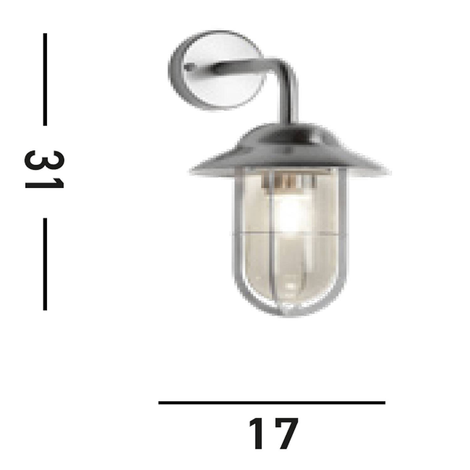 Applique Classica Toronto Gabbia Acciaio Argento Vetro Trasparente 1 Luce E27 3291SS