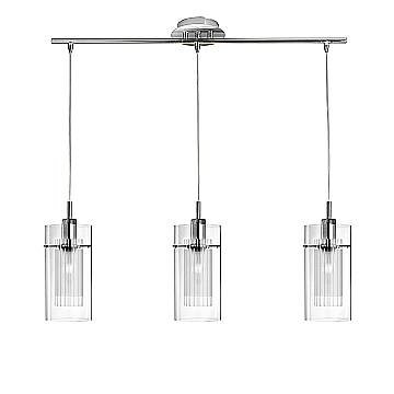 Lampadario Contemporaneo Duo 1 Acciaio Cromo 3 Luci E14