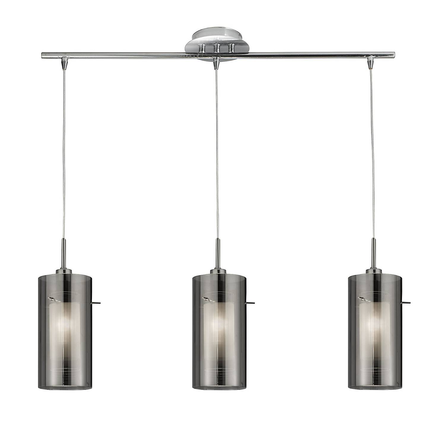 Lampadario Contemporaneo Duo 2 Acciaio Cromo Vetro 3 Luci E14 3303-3SM