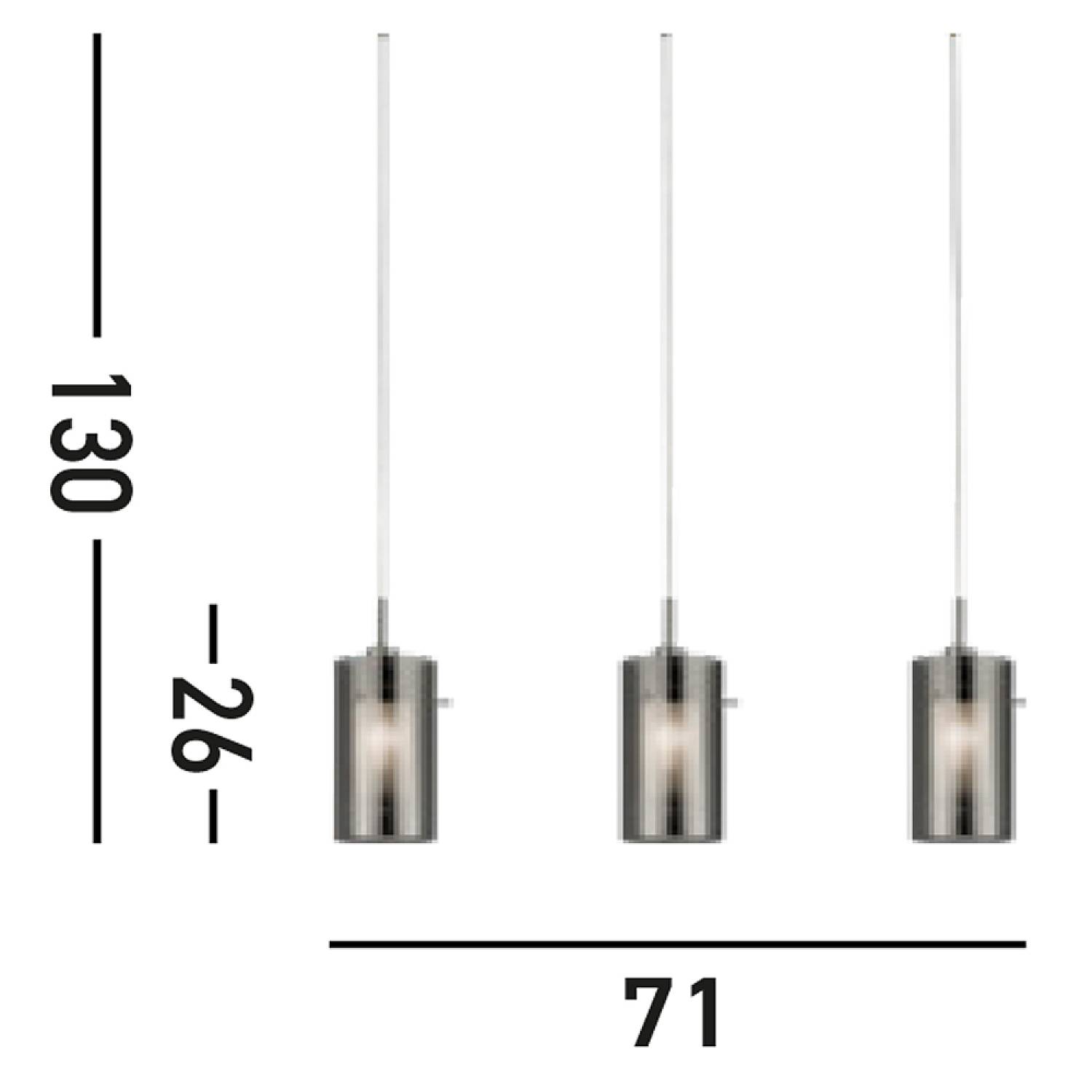 Lampadario Contemporaneo Duo 2 Acciaio Cromo Vetro 3 Luci E14 3303-3SM