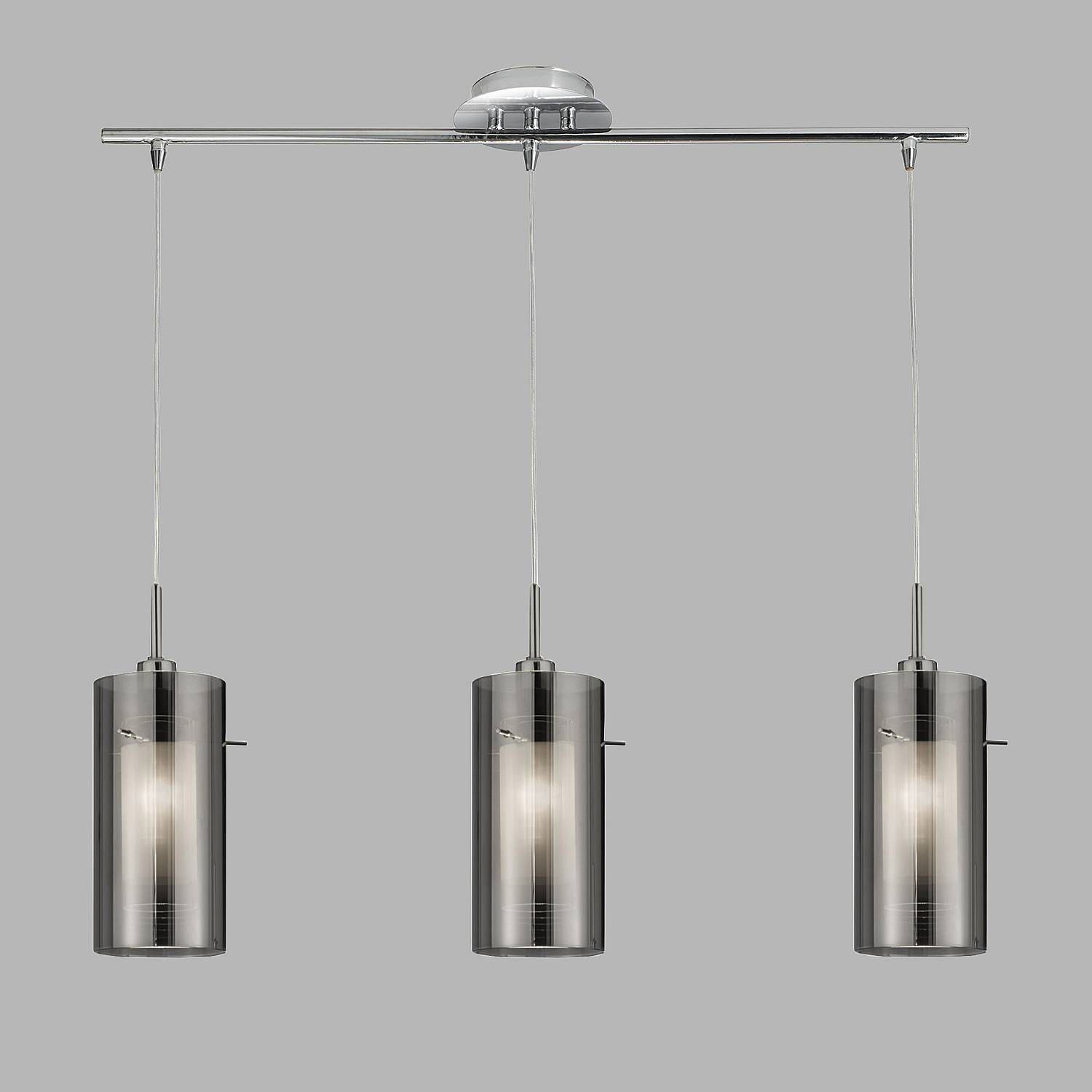 Lampadario Contemporaneo Duo 2 Acciaio Cromo Vetro 3 Luci E14 3303-3SM