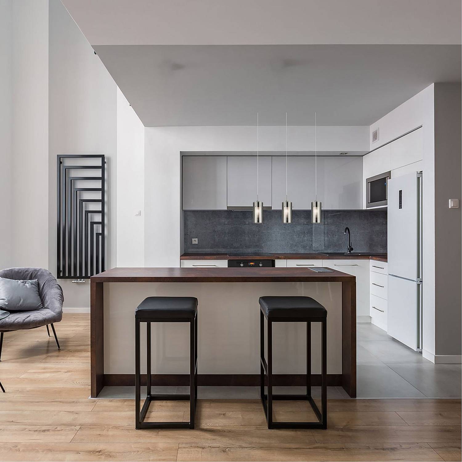 Lampadario Contemporaneo Duo 2 Acciaio Cromo Vetro 3 Luci E14 3303-3SM