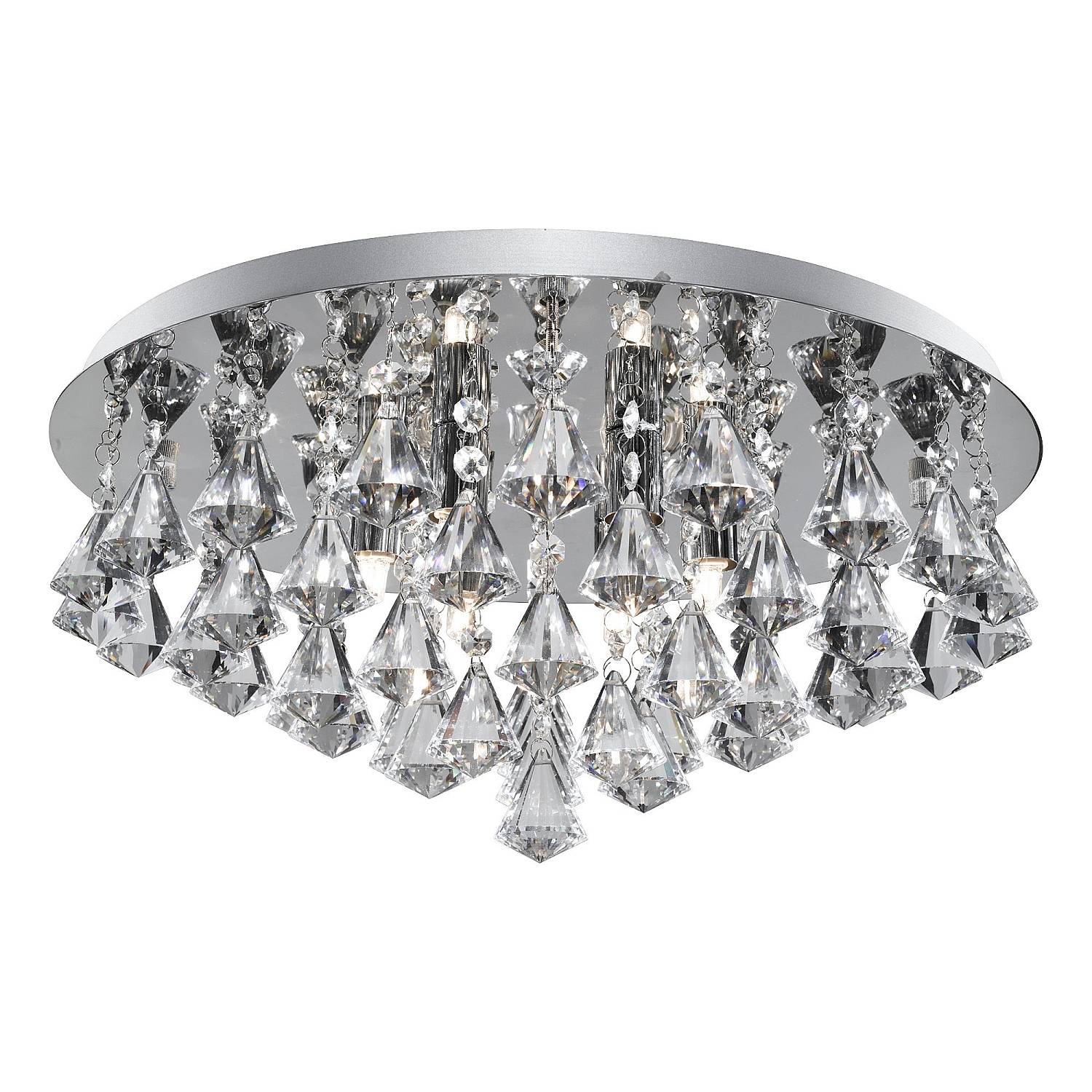 Plafoniera Classica Hanna Acciaio Cromo Vetro Pendente 8 Luci G9 D55Cm 3308-8CC