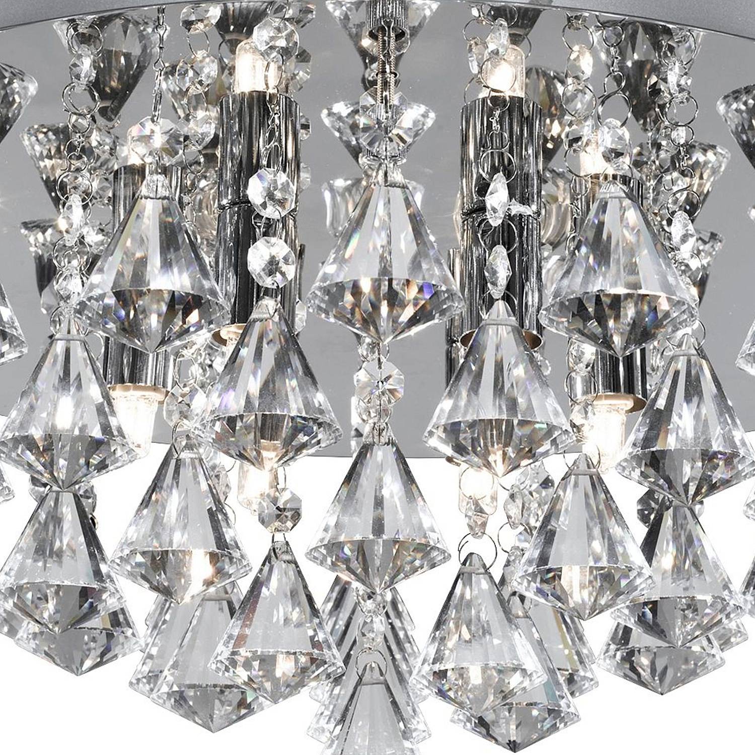 Plafoniera Classica Hanna Acciaio Cromo Vetro Pendente 8 Luci G9 D55Cm 3308-8CC